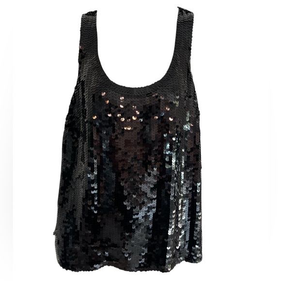 Banana Republic Tops - Banana Republic Women’s Lined Black Sequin and Silk Sleeveless Top SZ L